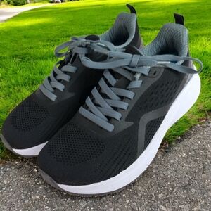 BRONAX Mens Size 7.5/Womens Size 8.5 Wide Black Cushioned Tennis Shoes Lace Up